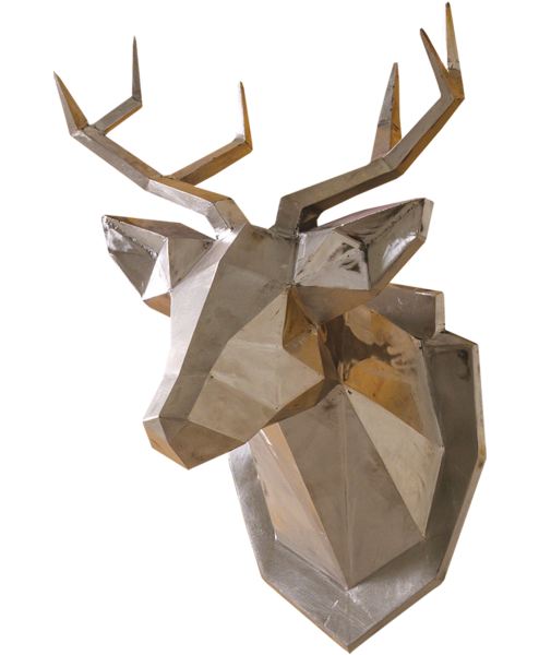 Metal Sculpture of a Deer Head Trophy